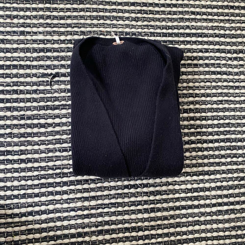🌿Free People Womens Oversized Ribbed Chunky Black Button Cardigan Sweater M
